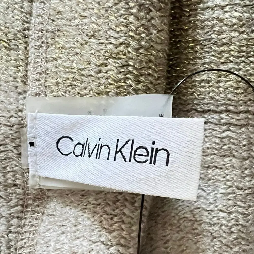 Calvin Klein Women’s Infinity Scarf in Tan Beige and Metallic Gold One Size NWT